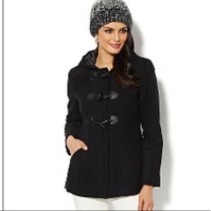 NY & Co Black wool-blended hooded coat